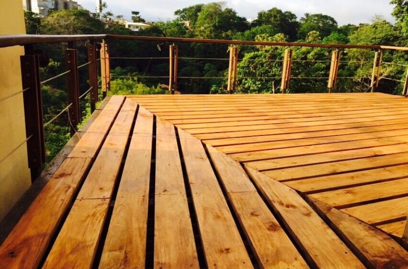 Is a beautiful wooden deck with the most spectacular views.